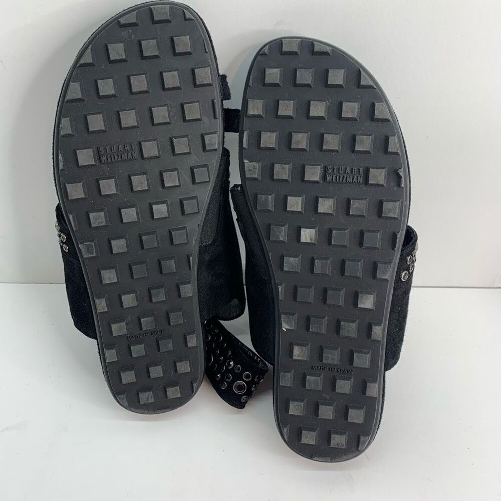 Stuart Weitzman Glosolstice Crystal-Embellished Suede Ankle-Wrap Sandal, Black - Picture 6 of 6